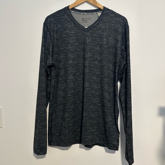 Adidas Mens L Green Techfit Climalite Long Sleeve Fitted Shirt - Picture 1 of 8